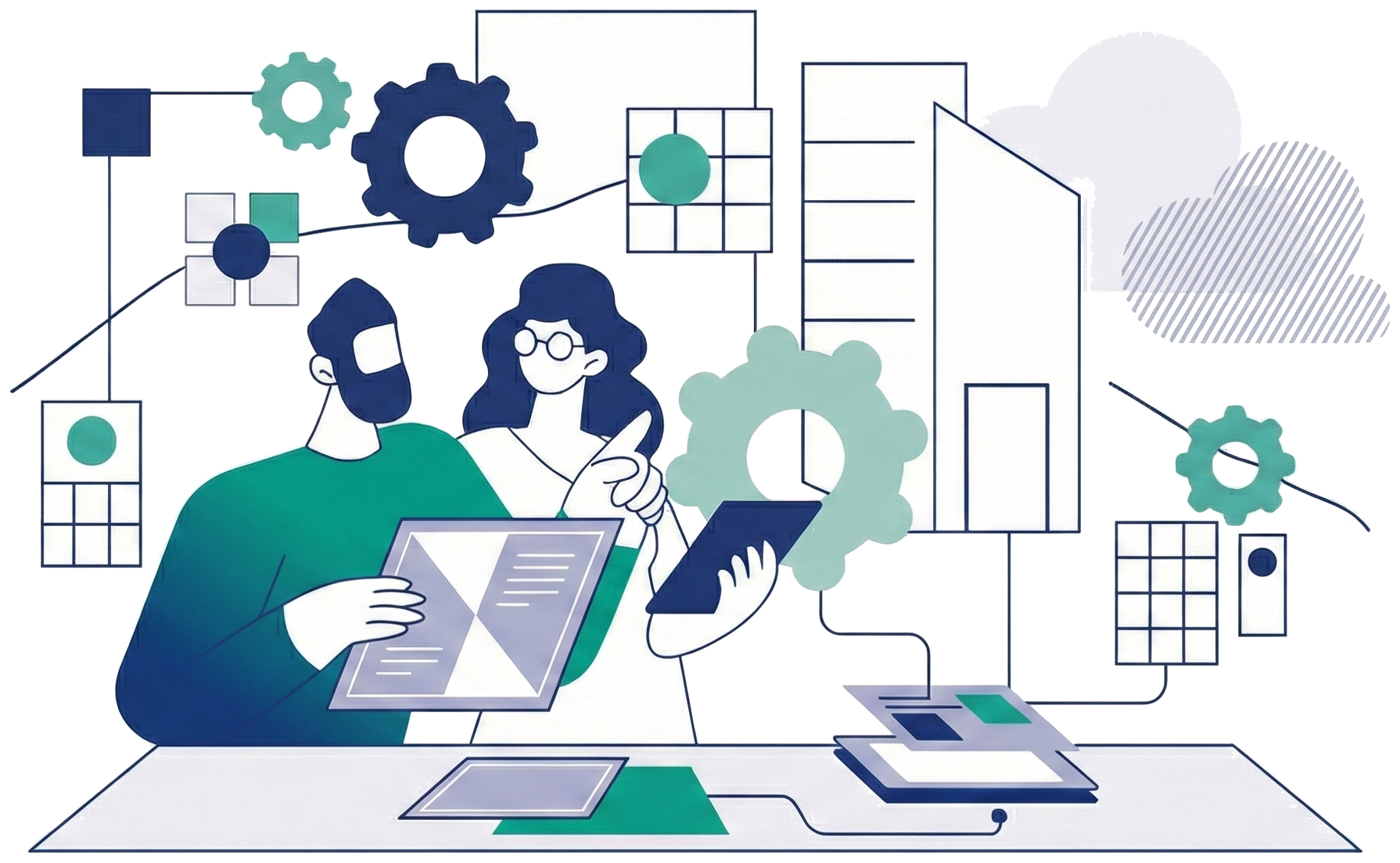 Illustration showing setup and beginning of the project